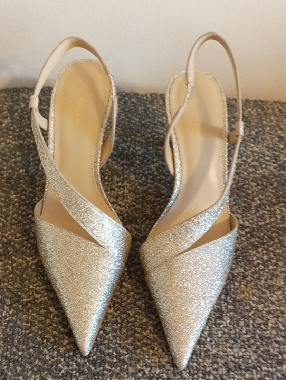 Michael Kors Gold Glitter Jaina Pointed Slingback Heels size 7